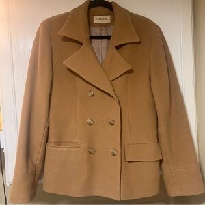 Calvin Klein 100% Wool Women's Camel Peacoat Size 6